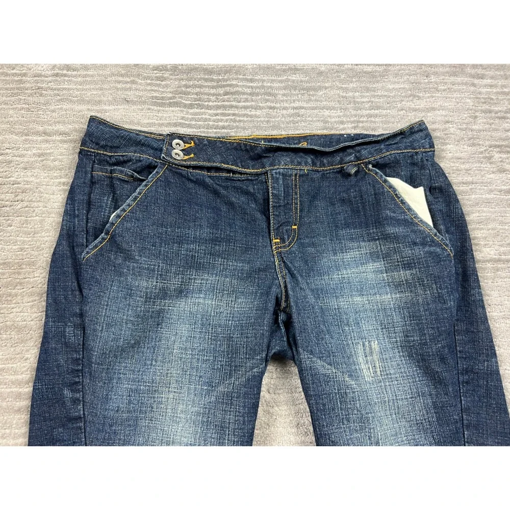 Arizona Jean Co Shorts Women 11 Blue Bermuda Denim Stretch Dark Wash‎ Dbl Button